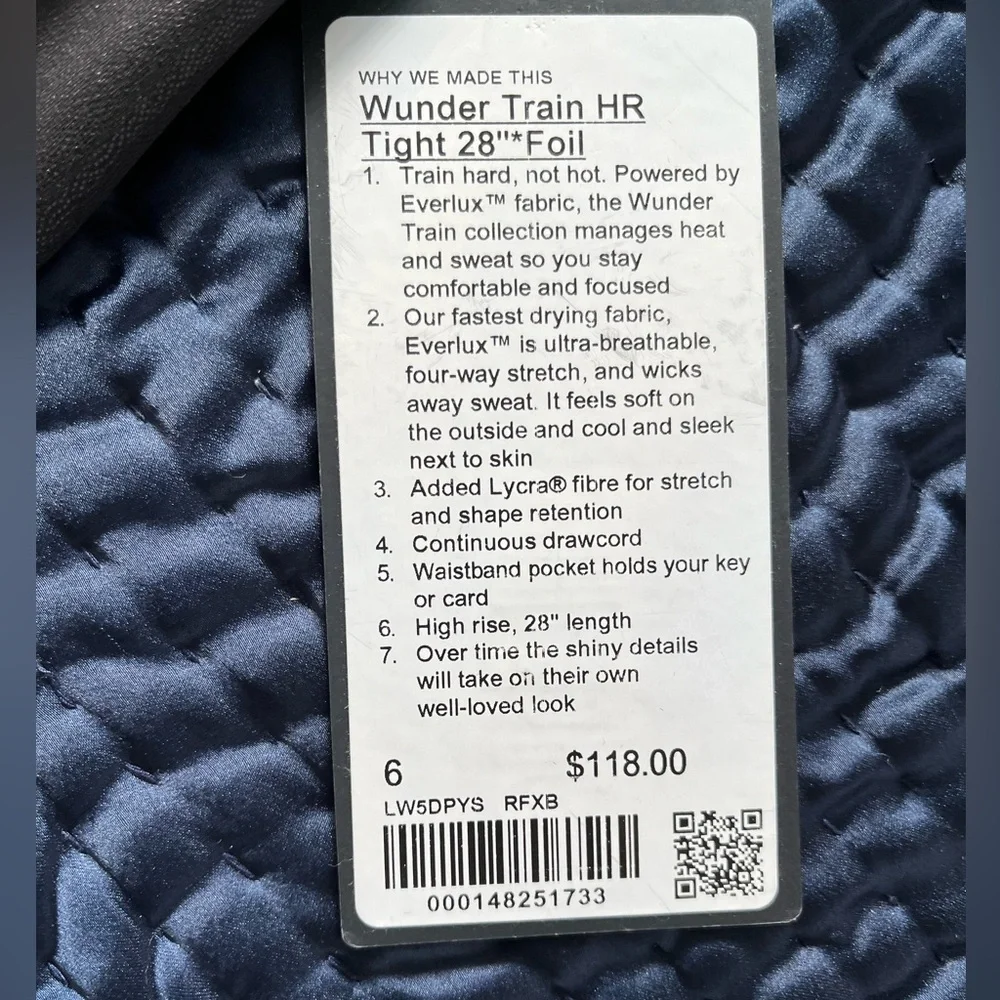 Lululemon Wunder Train HR 28” Special Edition Black Shine Foil - size 6 - Picture 7 of 10